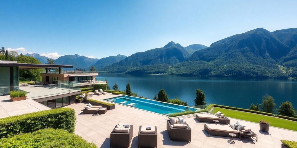 Luxury villa with mountain view in Switzerland.