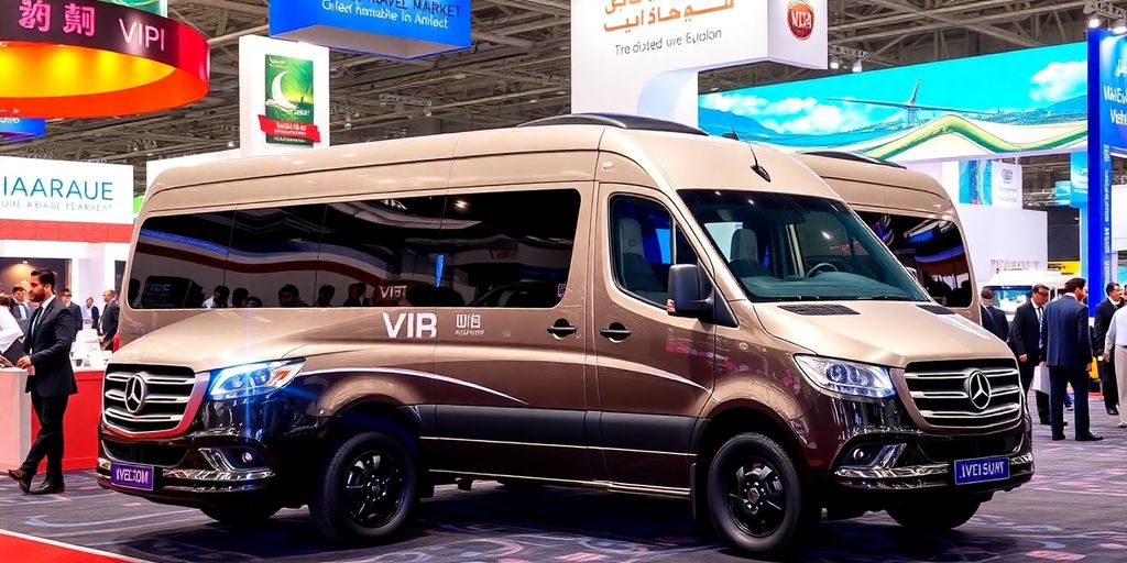 Luxury transport at Arabian Travel Market 2025 event.