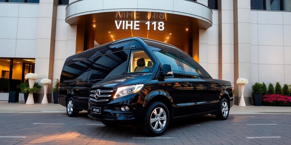 Luxury corporate vehicle at an elegant event venue.